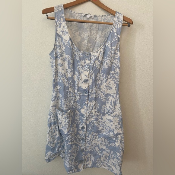 Reformation Blue Linen Jill Dress - Picture 2 of 5